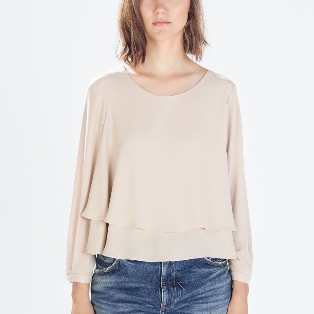 Zara Basic Tan Blouse - image 1